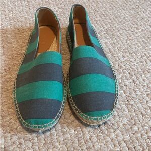 J. Crew Teal  and Navy Striped Espadrilles